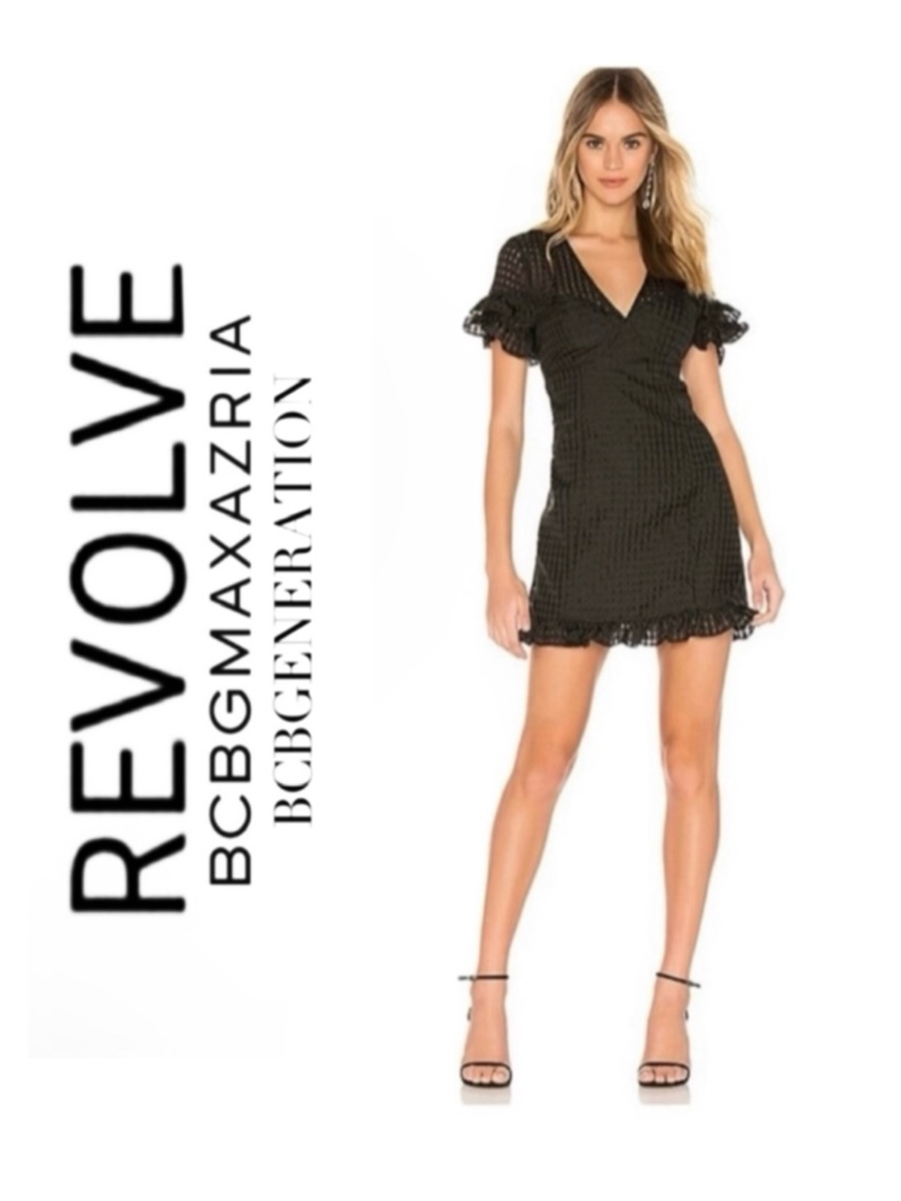 NWT Revolve × BCBGeneration Black Fit and Flare Ruffle Mini Dress